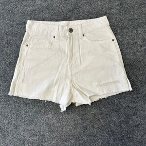 Anko Denim Shorts Womens Size 8 White Distressed High Rise Raw Hem Casual Summer